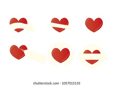 Set of red heart tags