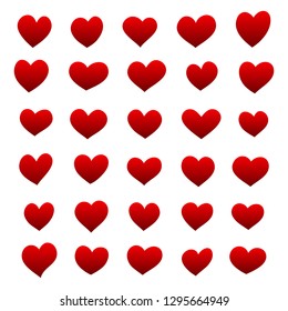 Red Heart Row On White Background Stock Illustration 1322160293