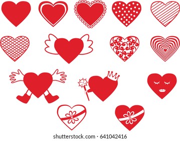 Set of red hearts