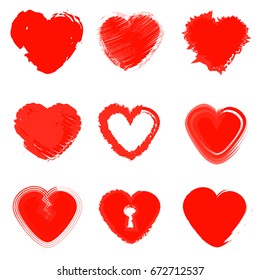Set of red hearts
