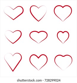 Set of red hearts
