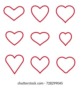 Set of red hearts