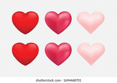 Set of a red hearts, different kind of the hearts. Valentines day conception. Posters, brochure, invitation, wallpaper, flyers, banners.