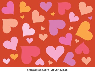 Set of red hearts in different pose. Collection of heart illustration