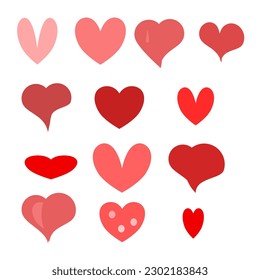 conjunto de corazones rojos de diferentes formas. Formas simples con colores diferentes.