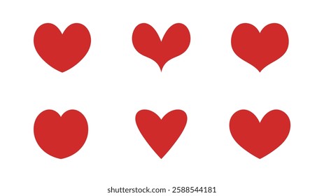 Set Red hearts ,Hand drawn vector illustration EPS 10