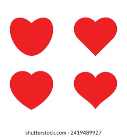 Satz von roten Herzen Symbole in anderer Form. Vektorgrafik