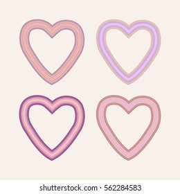 Set of red hearts icons.Collection of vector illustrations