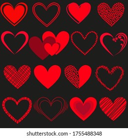 set of red hearts for individual use