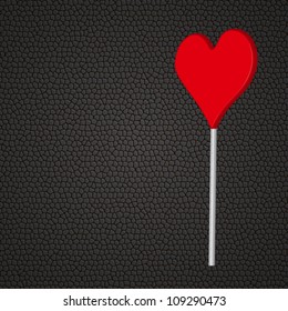 Set of red hearts  isolated on black leather pad, vector illustration