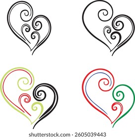 Set of red hearts on a white background. Vector illustration for your design