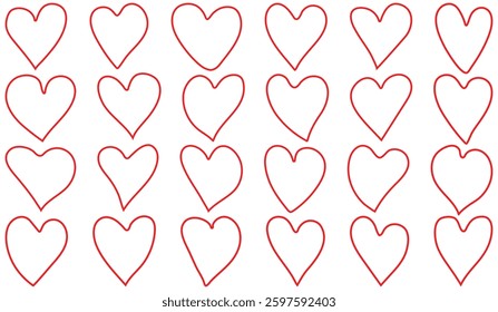 Set of red hearts shape of love shape valentine's day,symbole icon vector illustrasion.