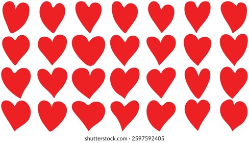 Set of red hearts shape of love shape valentine's day,symbole icon vector illustrasion.