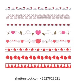 Set of red hearts signs drawn by wax pencil. Love symbols in doodle style. Collection of hand drawn kid hearts elements for valentine card or rock, hip hop music poster design. Vector illustration.
