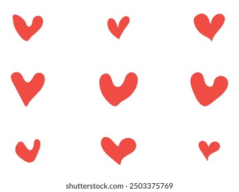 set of red hearts vector design