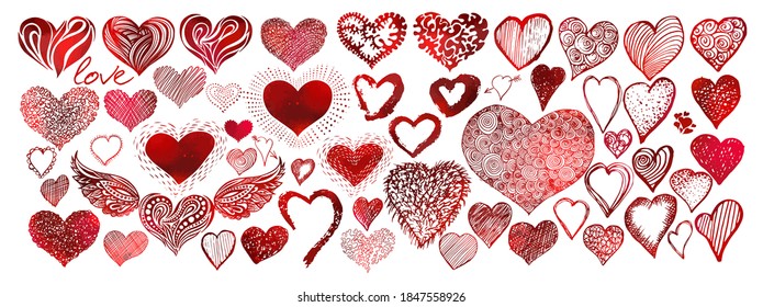 Set of red hearts. Vector illustration. For logo, icons, tattoo. Happy Valentine's Day.