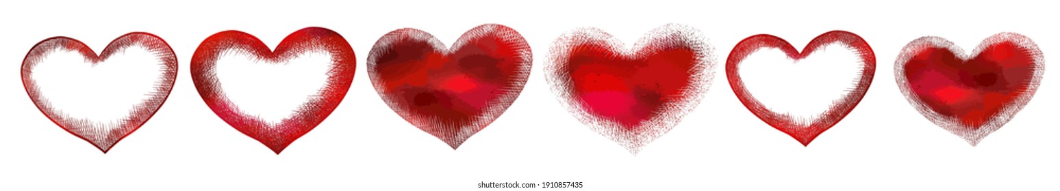Set of red hearts. Vector illustration. For logo, icons, tattoo. Happy Valentine's Day.