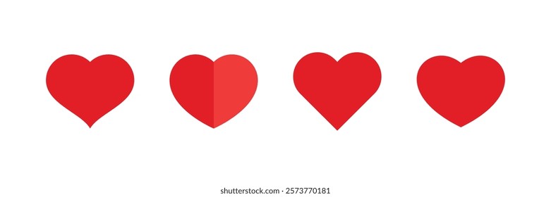 set of red hearts vector illustration