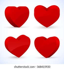 Set of  Red Hearts, Vector Illustration