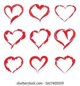 Set of red hearts, vector illustration,decoration element, graphics for greeting cards.Design elements for Valentine's day, women's day and mother's day.