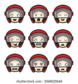 Set Of Red Helmet Emoticon
