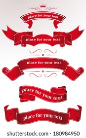 Set of red holiday ribbons