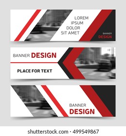 Set of red horizontal business banner templates. Vector corporate identity website design, modern abstract background layout