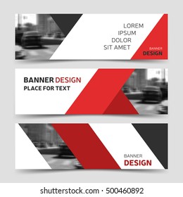 Set of red horizontal business banner templates. Vector corporate identity, website design, modern abstract background layout, eps10