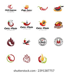 Conjunto de diseños de logotipo de Red Hot Chili concepto vector, plantilla de diseños de logotipo de Spicy Pepper