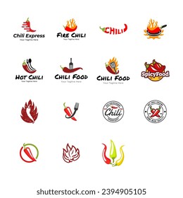 Set of Red Hot Chili logo designs concept vector, Spicy Pepper logo designs template