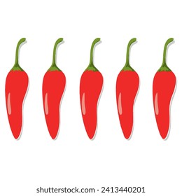 a set of red hot chili peppers on white background