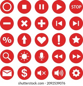 Un conjunto de iconos rojos que se pueden utilizar para varias escenas. Ilustración vectorial.