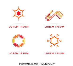 Set of red icons, your company logo. Modern vector logotype, creative design badge