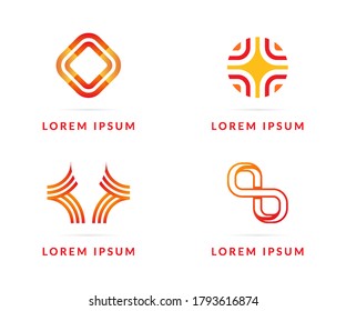 Set of red icons, your company logo. Modern vector logotype, creative design badge