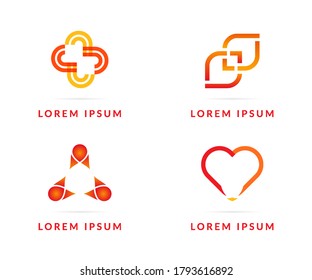 Set of red icons, your company logo. Modern vector logotype, creative design badge