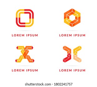 Set of red icons, your company logo. Modern vector logotype, creative design badge