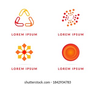 Set of red icons, your company logo. Modern vector logotype, creative design badge