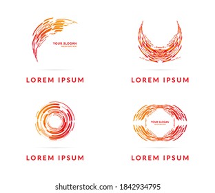 Set of red icons, your company logo. Modern vector logotype, creative design badge