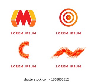 Set of red icons, your company logo. Modern vector logotype, creative design badge