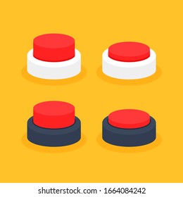 set of red inactive and pressed buttons. concept of help or emergency call and start or stop button. flat simple style modern graphic minimal logo design element isolated on yellow background