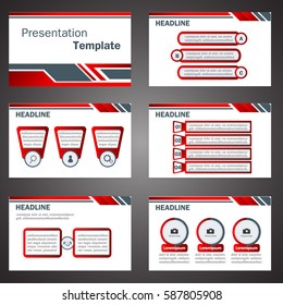 Set of red infographic elements for presentation templates