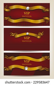 Set of red invitation VIP cards