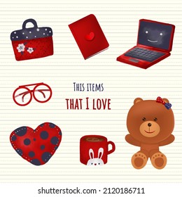 A set of red items for decoration