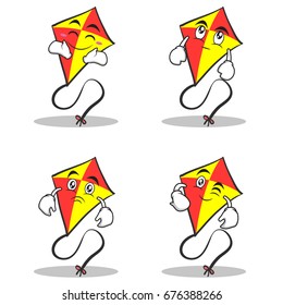 Set of red kite character cartoon