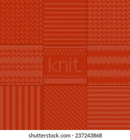 Set of red knitting patterns