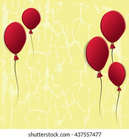 set of red l balloons on  yellow background