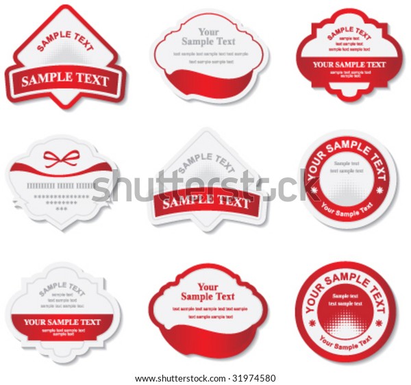 Set Red Labels Stock Vector (Royalty Free) 31974580 | Shutterstock
