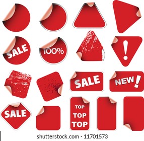 Set of red labels badges and stickers