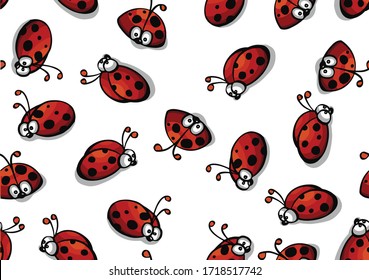 set of red ladybug isolated on white. vector illustration 02