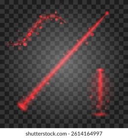 Set of red light effects isolated on transparent background. Vector illustration.